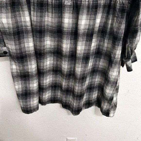 BeachLunchLounge Josepphine Smocked Babydoll Plaid Long Sleeve Dress Cotton XL - Picture 3 of 11